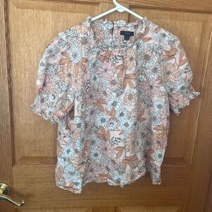 J. Crew Floral Top in Peach and White